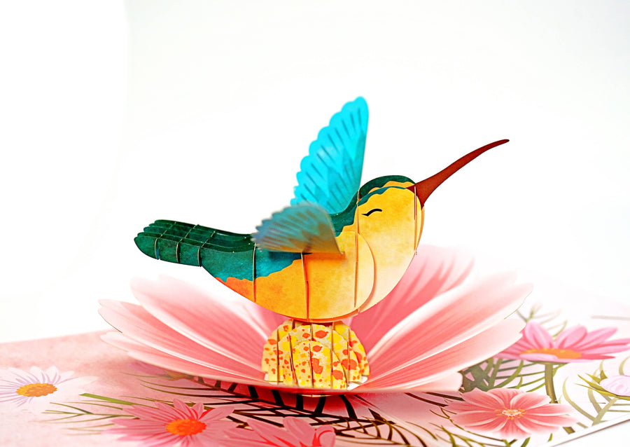 3D Pop-up Card - Hummingbird w/ Flowers (First Class Forever stamp included)