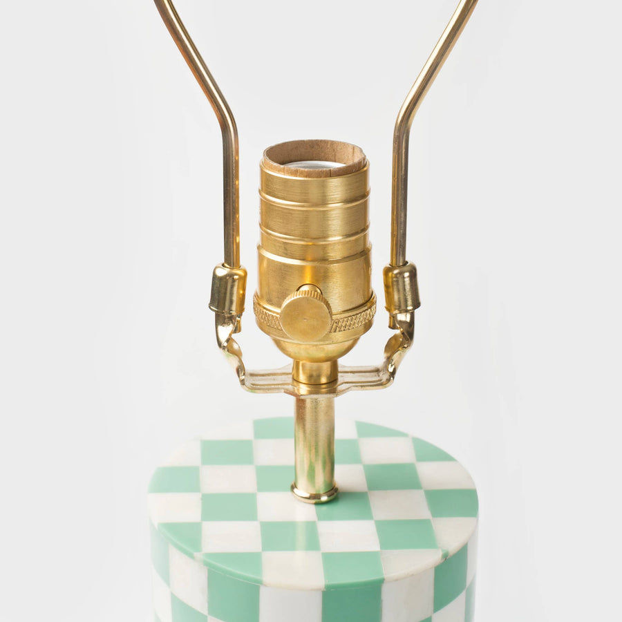 Checker Table Lamp - Aqua Blue