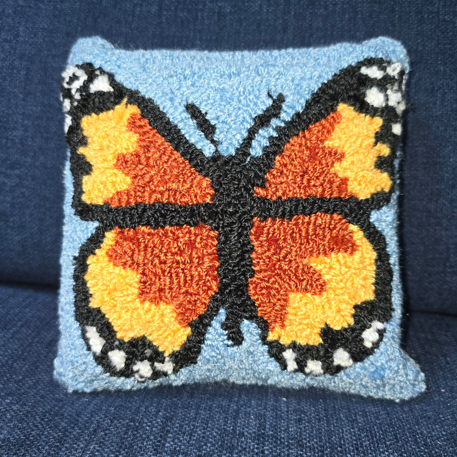 Monarch Butterfly Hooked Throw Pillow