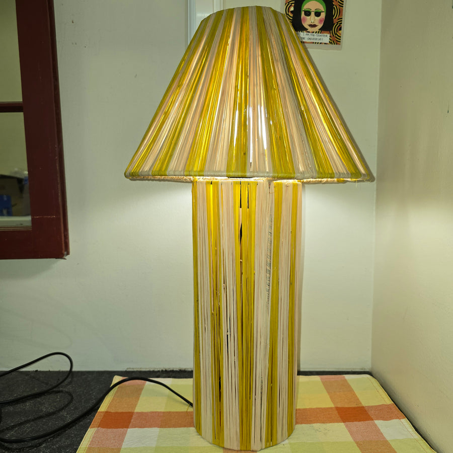 Golden Yellow Striped Raffia Lamps (3 sizes to choose from)