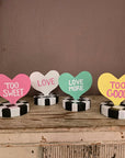 Candy Heart Table Topper- Mint Green: "I Love You"/"Love More"