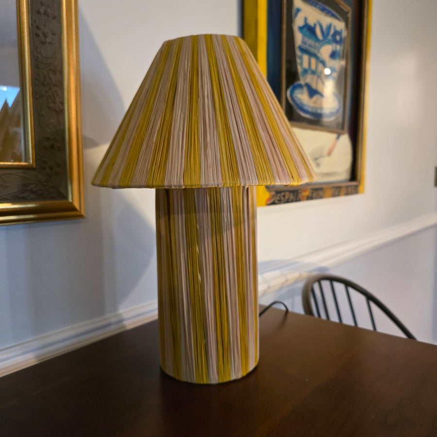 Golden Yellow Striped Raffia Lamps (3 sizes to choose from)