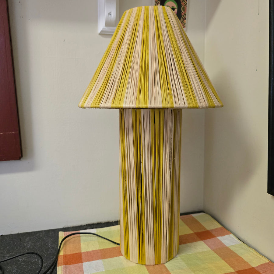 Golden Yellow Striped Raffia Lamps (3 sizes to choose from)