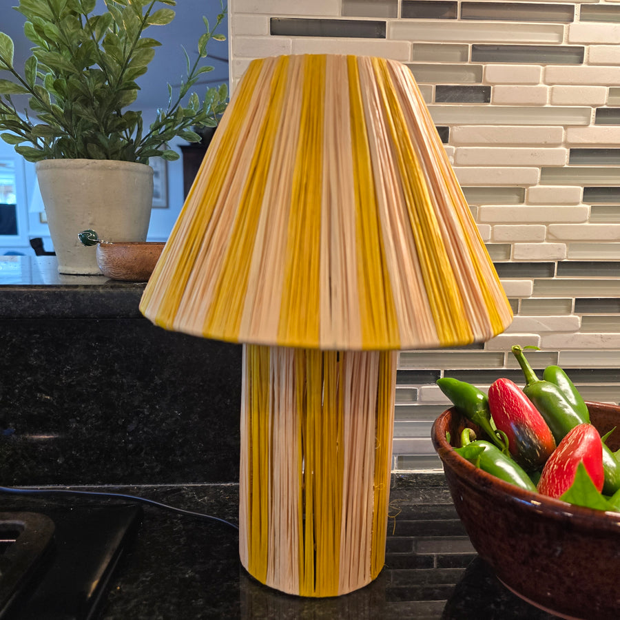 Golden Yellow Striped Raffia Lamps (3 sizes to choose from)