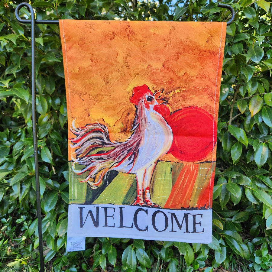 NEW! Garden Flags - Welcome Rooster