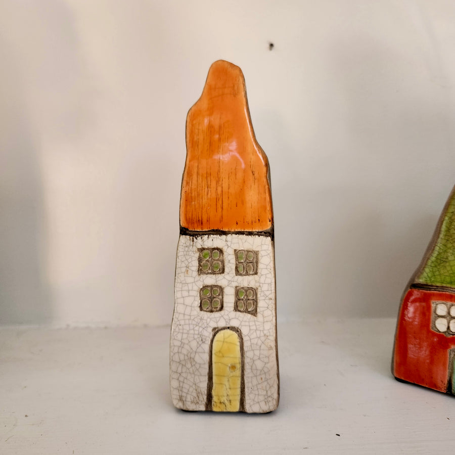 Crackled Finish Ceramic House Bud Vase