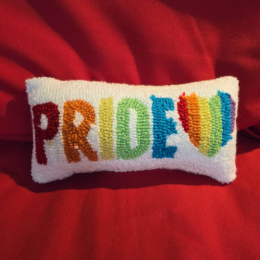 Rainbow Heart Hooked Pillow