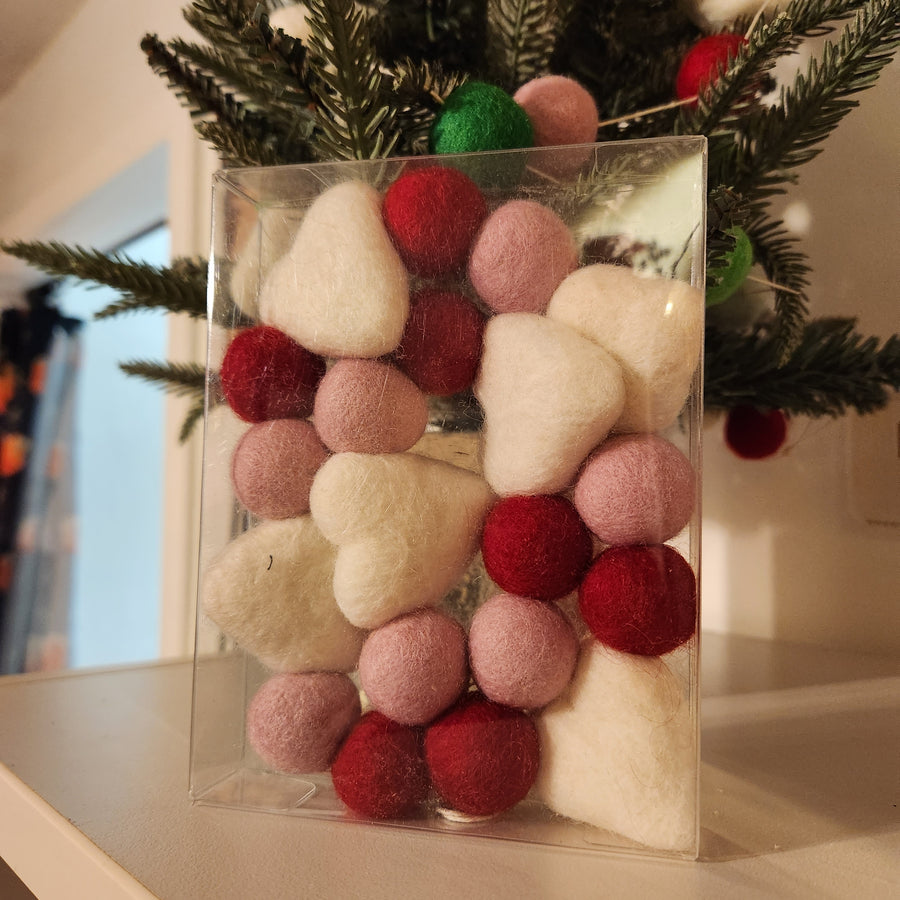 Peppermint Colored Felted Wool Christmas Garland