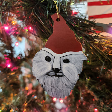 Nancy Thomas Doggie with Santa Hat Ornament