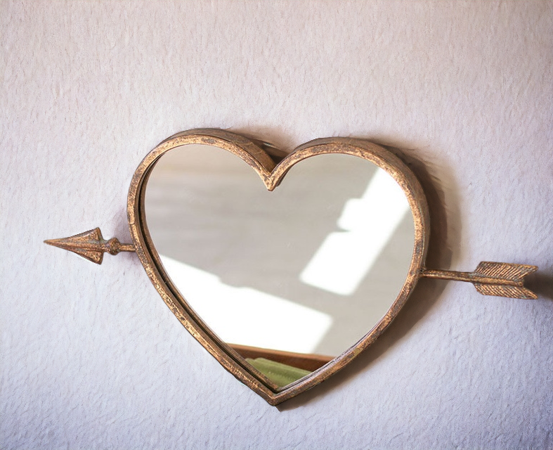 Brass Heart Hanging Mirror