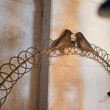 Metal Holder Wreath with Two Birds