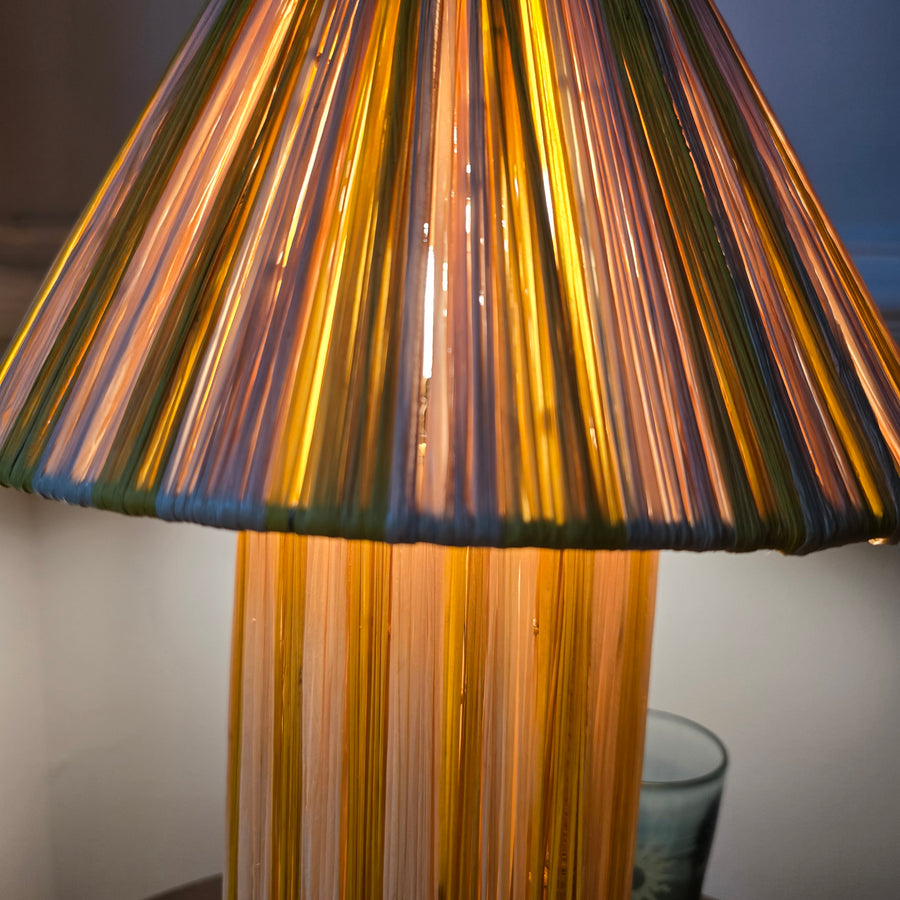 Golden Yellow Striped Raffia Lamps (3 sizes to choose from)