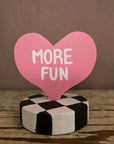 Candy Heart Table Topper- Mint Green: "I Love You"/"Love More"