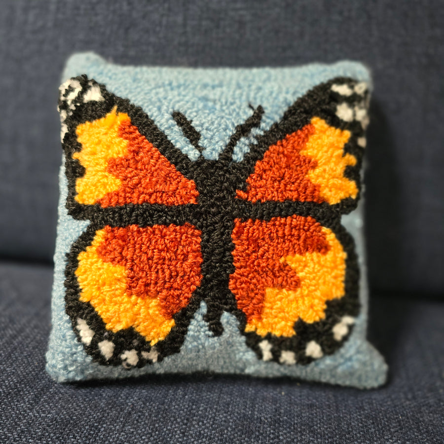 Monarch Butterfly Hooked Throw Pillow