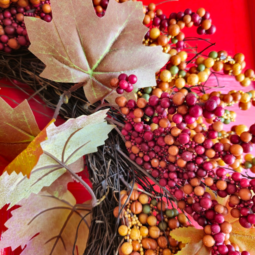 Autumn Leaves & Berries Wreath