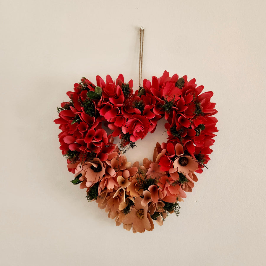 Heart Shaped Wood Curl Wreath