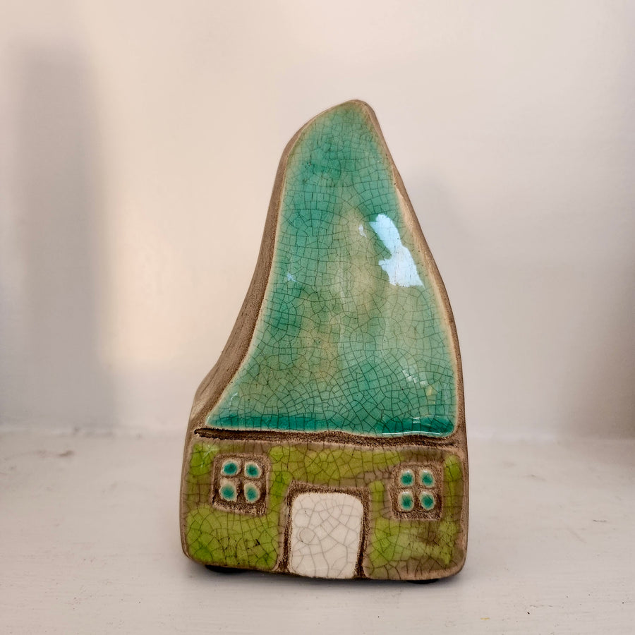 Crackled Finish Ceramic House Bud Vase
