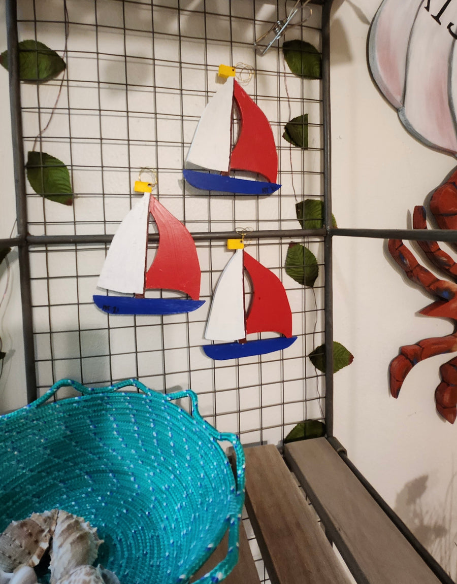 Hand-Painted Sailboat Ornament