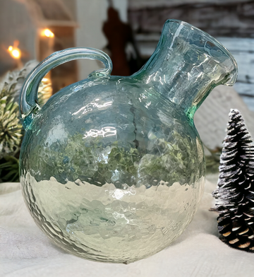 Small Mouthed Tilted Glass Pitcher