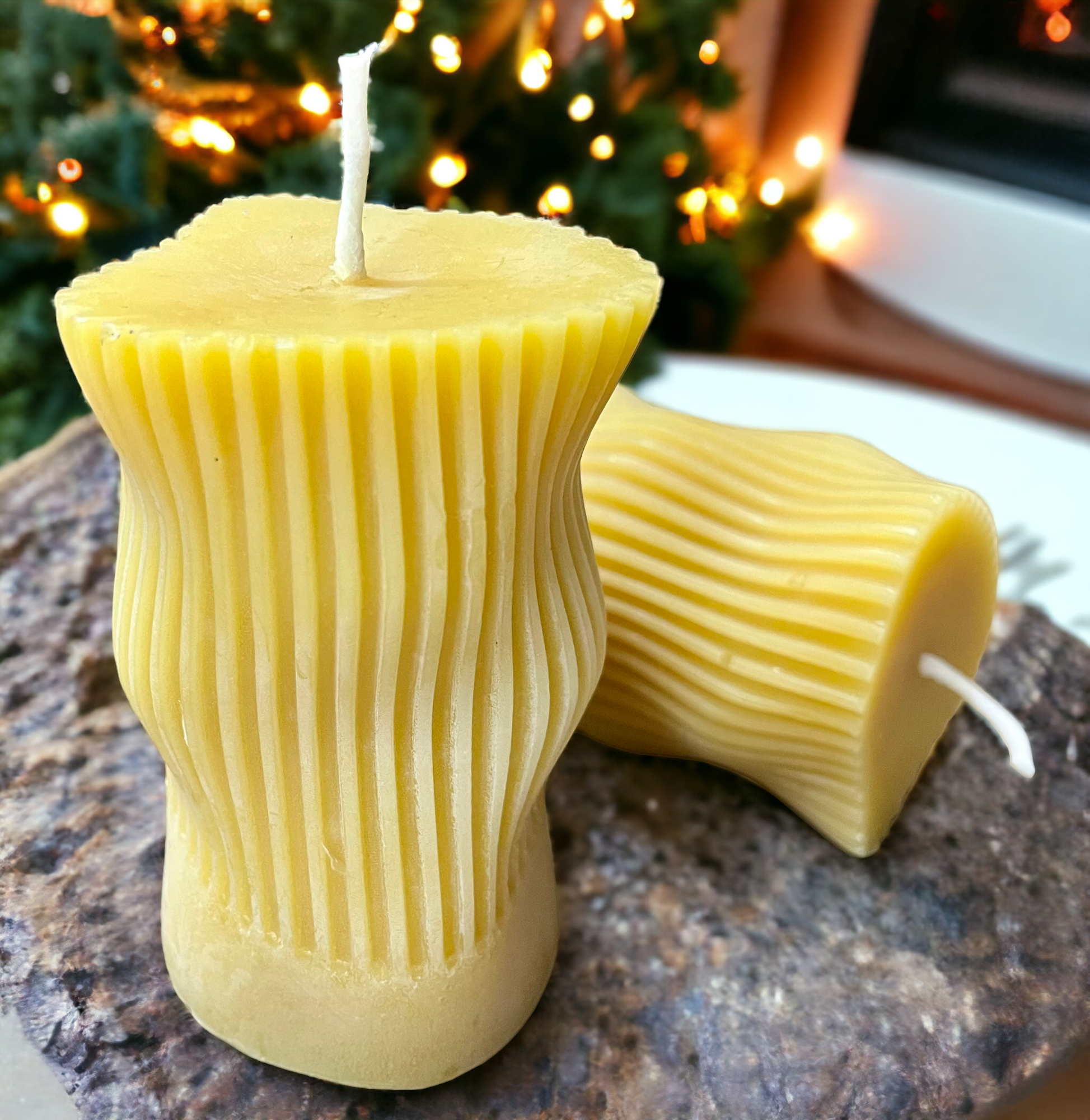 Handmade Curvy Beeswax Candle