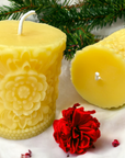 Handmade Beeswax Christmas Flower Candle