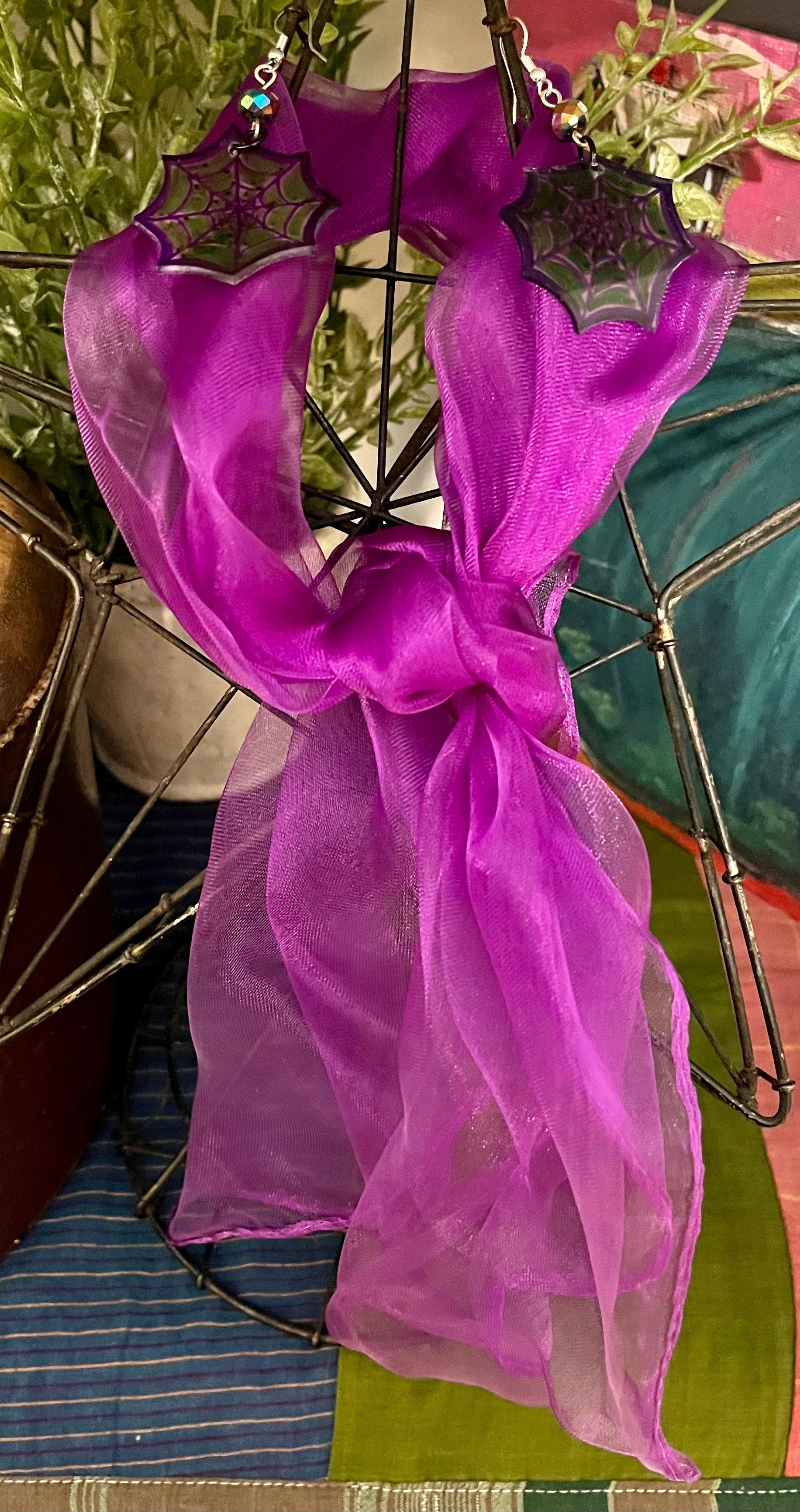 Halloween Spooky Earrings Sets - Blood Red Scarf &amp; Pumpkin