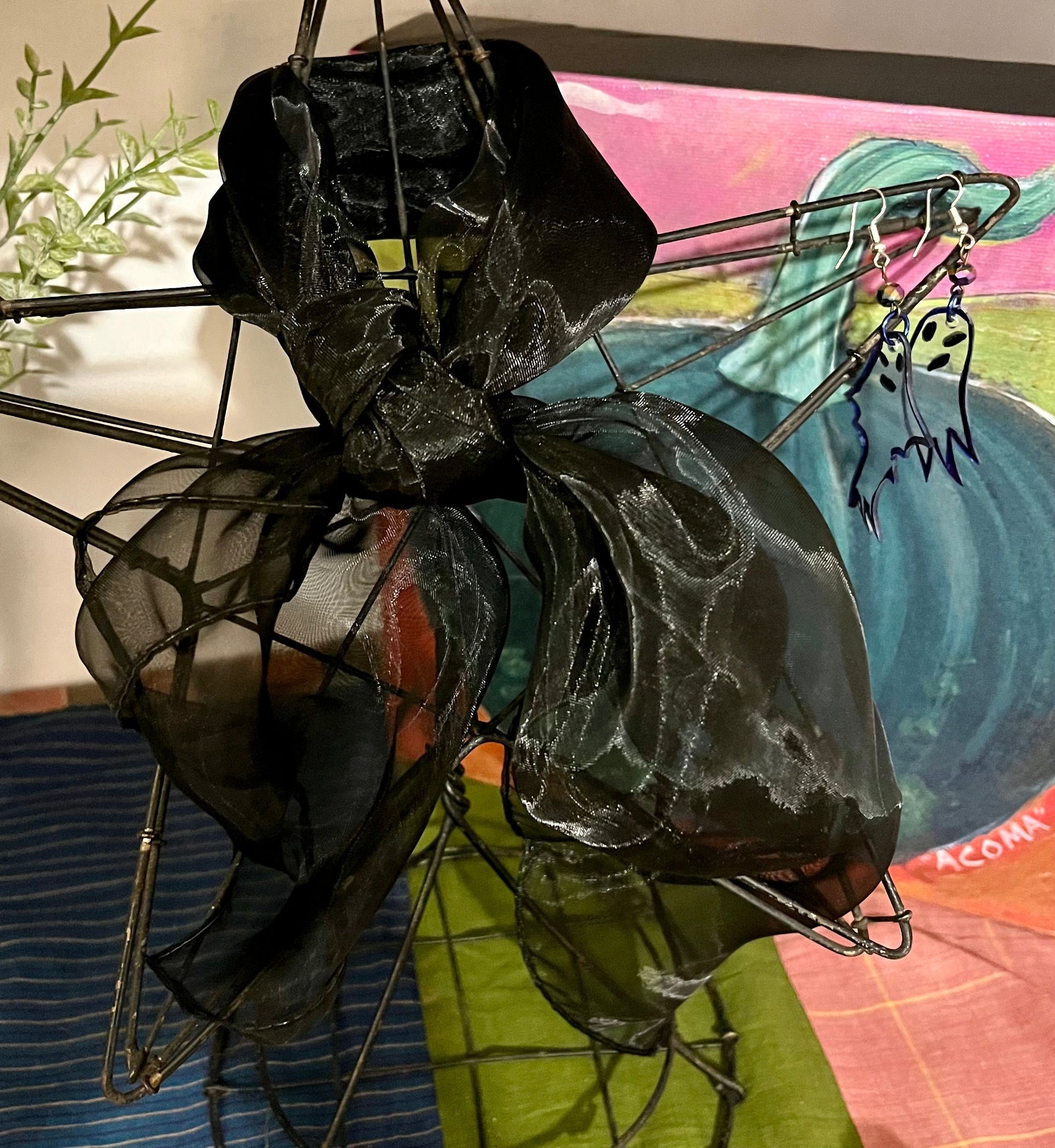 Halloween Spooky Earrings Sets - Blood Red Scarf &amp; Pumpkin