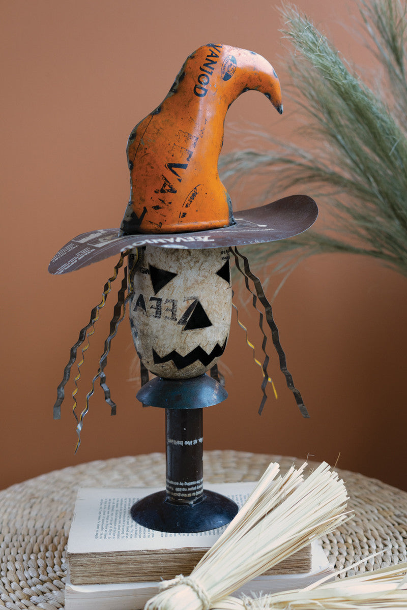Recycled Metal Halloween Witch on a Stand
