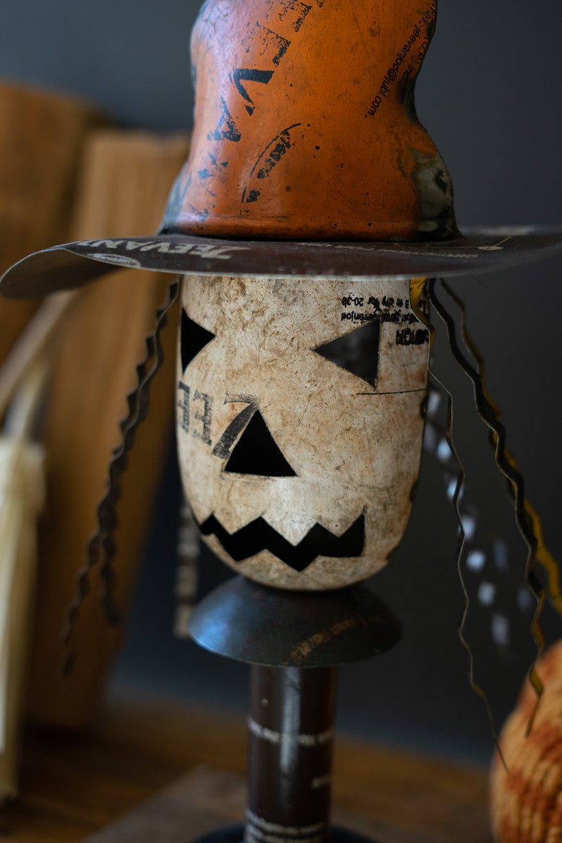 Recycled Metal Halloween Witch on a Stand