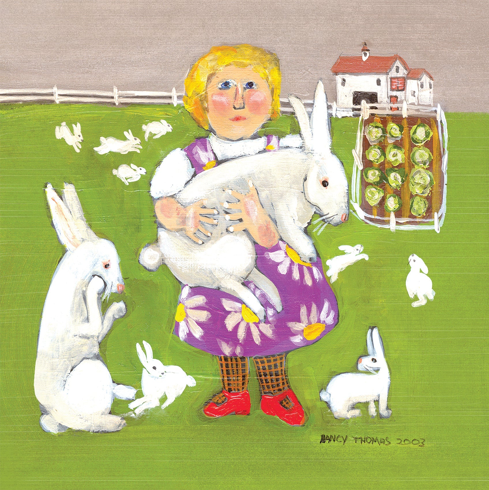 NANCY THOMAS PILLOWS - Rabbits &amp; Girl