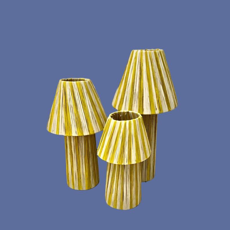 Golden Yellow Striped Raffia Lamps (3 sizes to choose from)