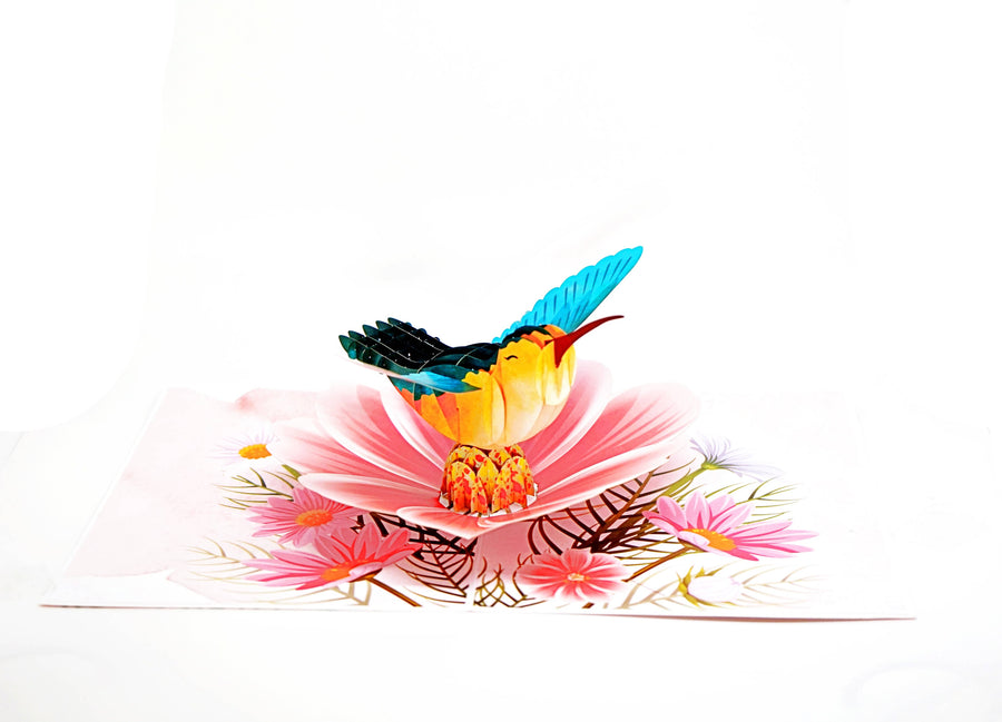3D Pop-up Card - Hummingbird w/ Flowers (First Class Forever stamp included)