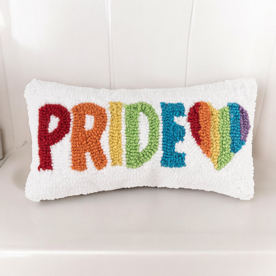 Rainbow Heart Hooked Pillow