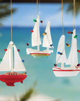 Sailboat With Lights - Glass Ornament