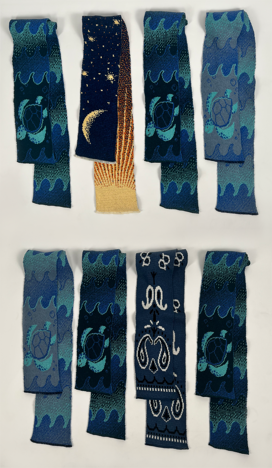 Recycled Cotton Sweater Knit Scarves - Sea Turtle Dark Blue