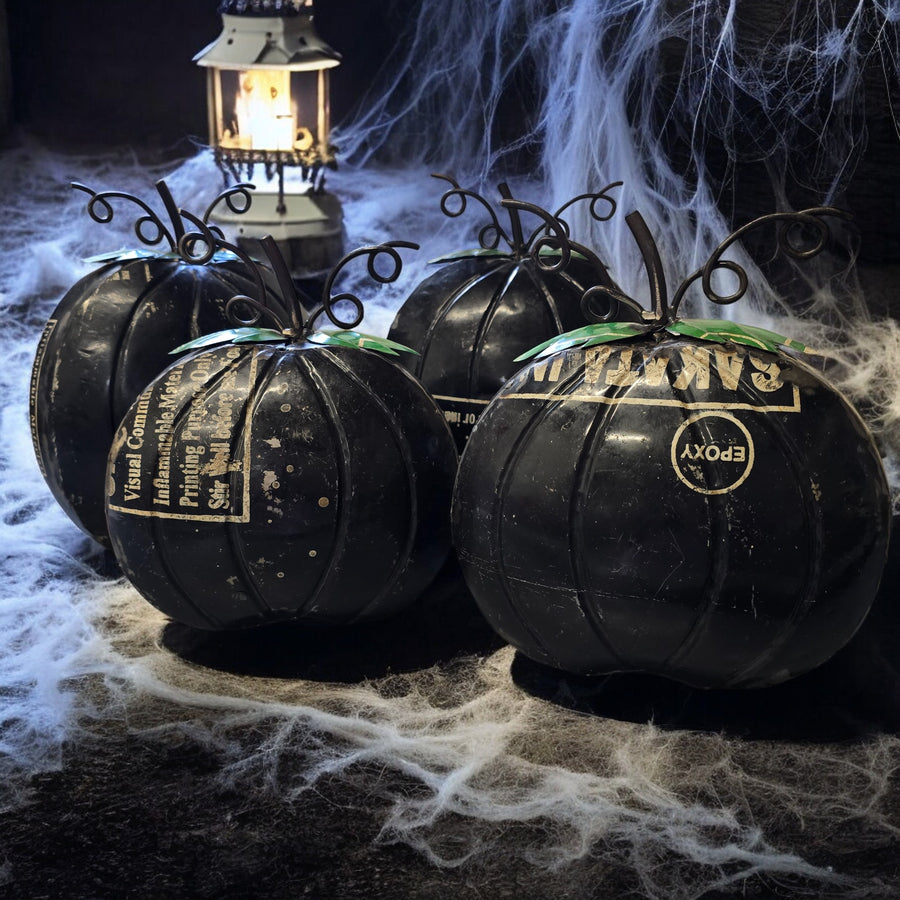 Black Recycled Metal Pumpkin