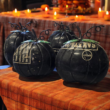 Black Recycled Metal Pumpkin