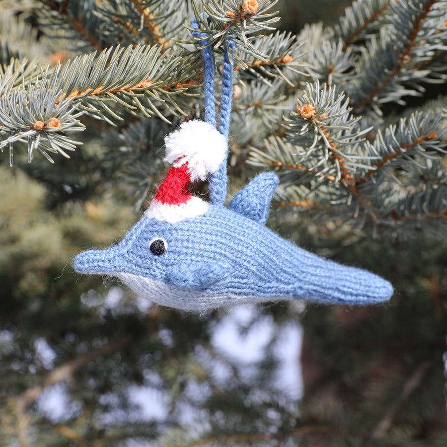 Hand-knit Dolphin Ornament
