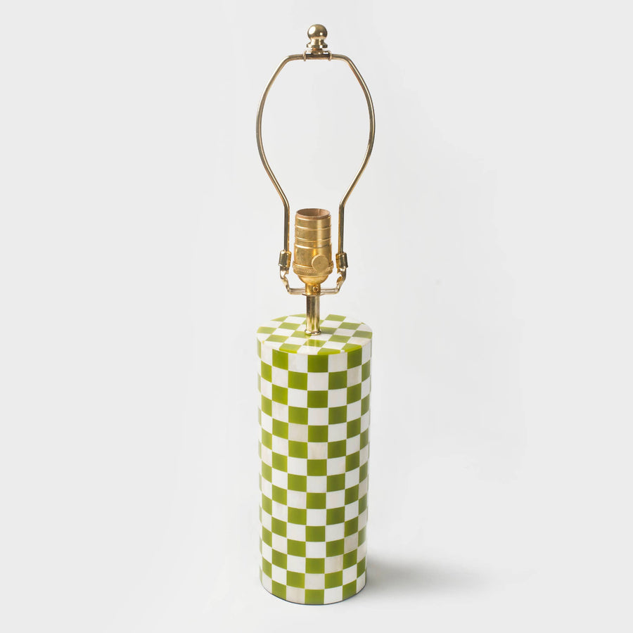 Checker Table Lamp - Avocado Green