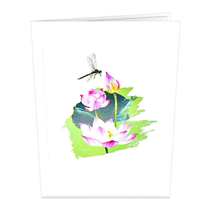Pop-up Greeting Card - Water Lilies And Dragonfly
