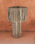 Striped Raffia Table Lamp - Black/Natural