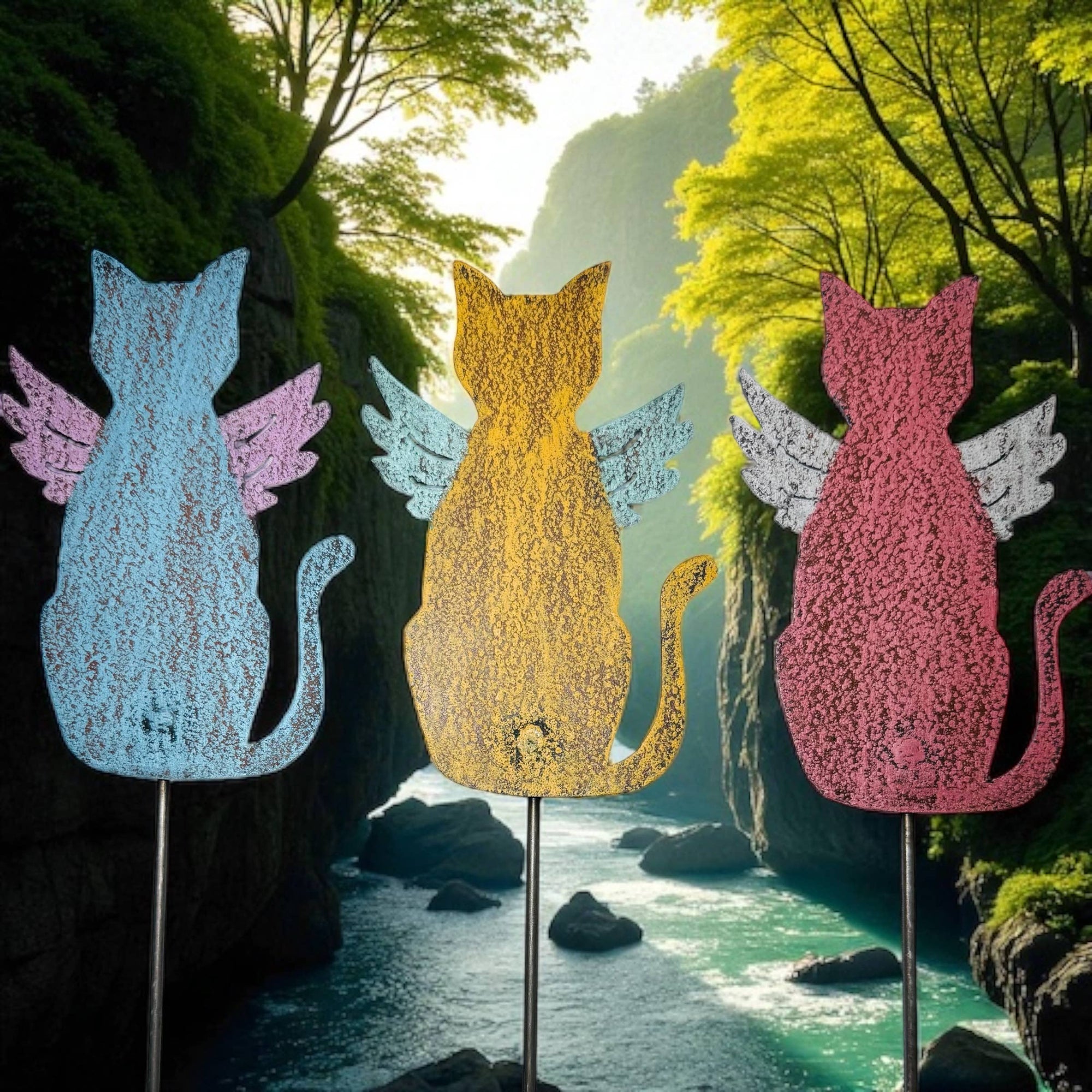 Angel Cat Plant Stake