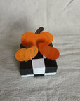Pumpkin Table Toppers with Checkered Bases
