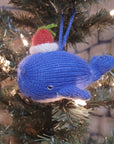 Hand-knit Blue Whale Ornament