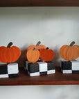 Pumpkin Table Toppers with Checkered Bases