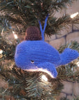 Hand-knit Blue Whale Ornament