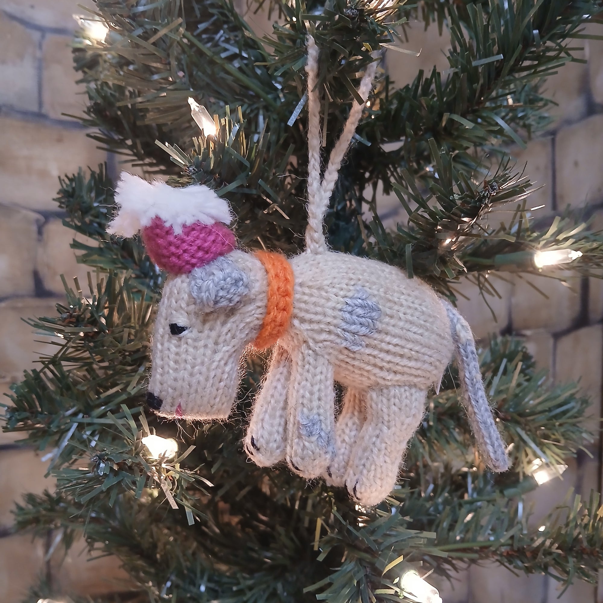 Hand-knit Dog Ornament
