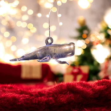 Christmas Whale Glass Ornament