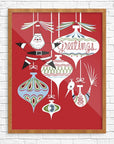 Mid-Mod Print - Santa Ornament Greetings