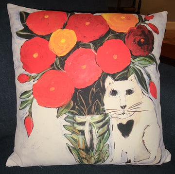 NANCY THOMAS PILLOWS - Cat with Flowers